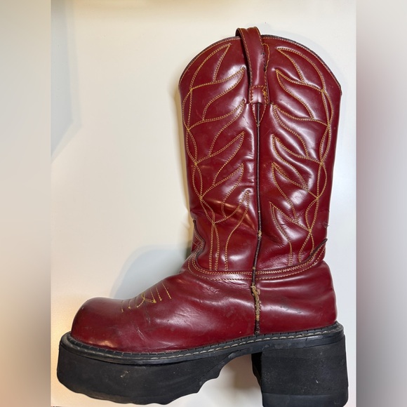 John Fluevog Red Flame Platform Cowboy Boots 8.5 READ - Picture 4 of 12